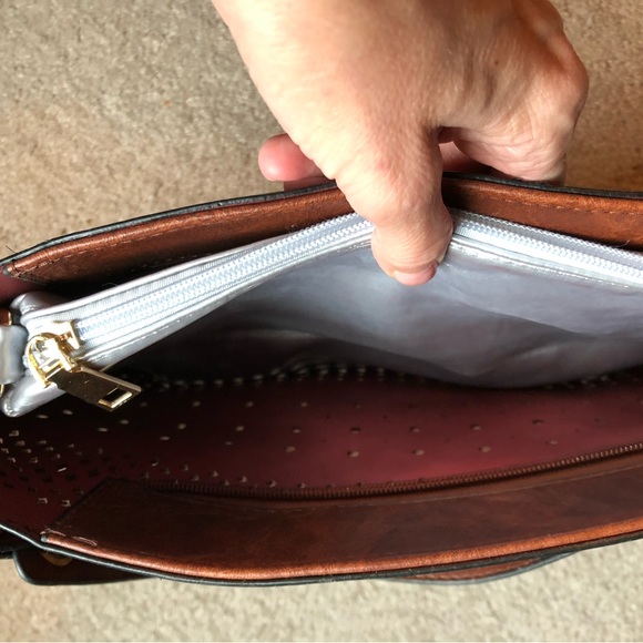 NWT AR New York Coffee Perforated Hobo & Crossbody Bag - Picture 10 of 16